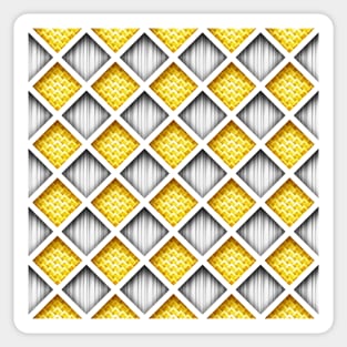 3d Geometric Pattern, Rhombic Harlequin Motif Sticker